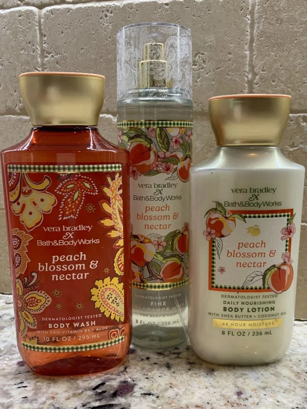 Bath & Body Works Vera Bradley Peach Blossom & Nectar Trio  NWT
